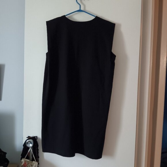 COS Black Cotton Boxy Padded Shoulder Mini Dress S - Picture 2 of 4